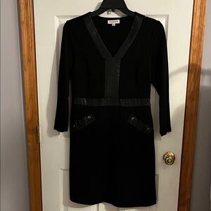 Nanette Lepore Black Dress with Faux Leather Details